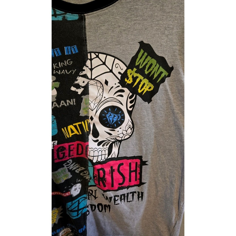 Parish Nation Skull Graphic Streetwear Shirt XL Graffiti Punk Split Tee Y2K - Picture 4 of 9